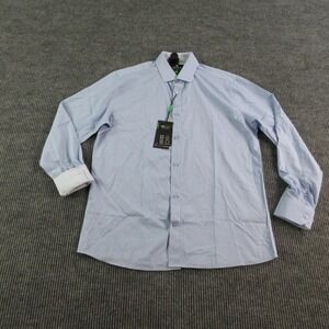 Tom Baine Dress Shirt Mens L 16-16.5 34/35 Blue Check Slim Fit Long Sleeve NWT